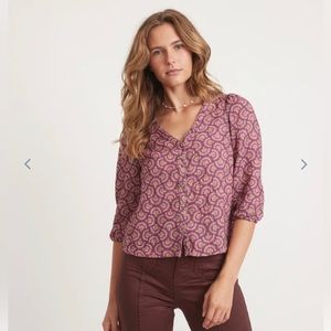 Printed Colette Doublecloth Top in Fan Block Print